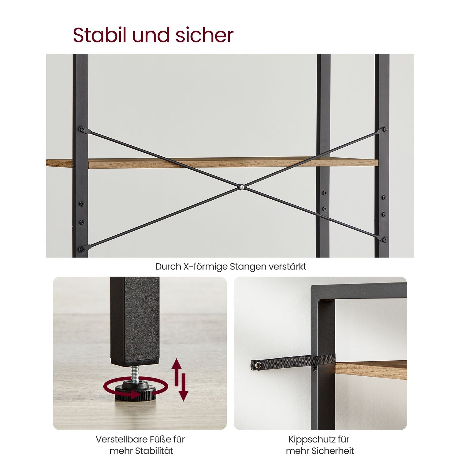 Bokhylla-6 nivåer-30 x 80 x 186 cm-dark valnöt-svart
