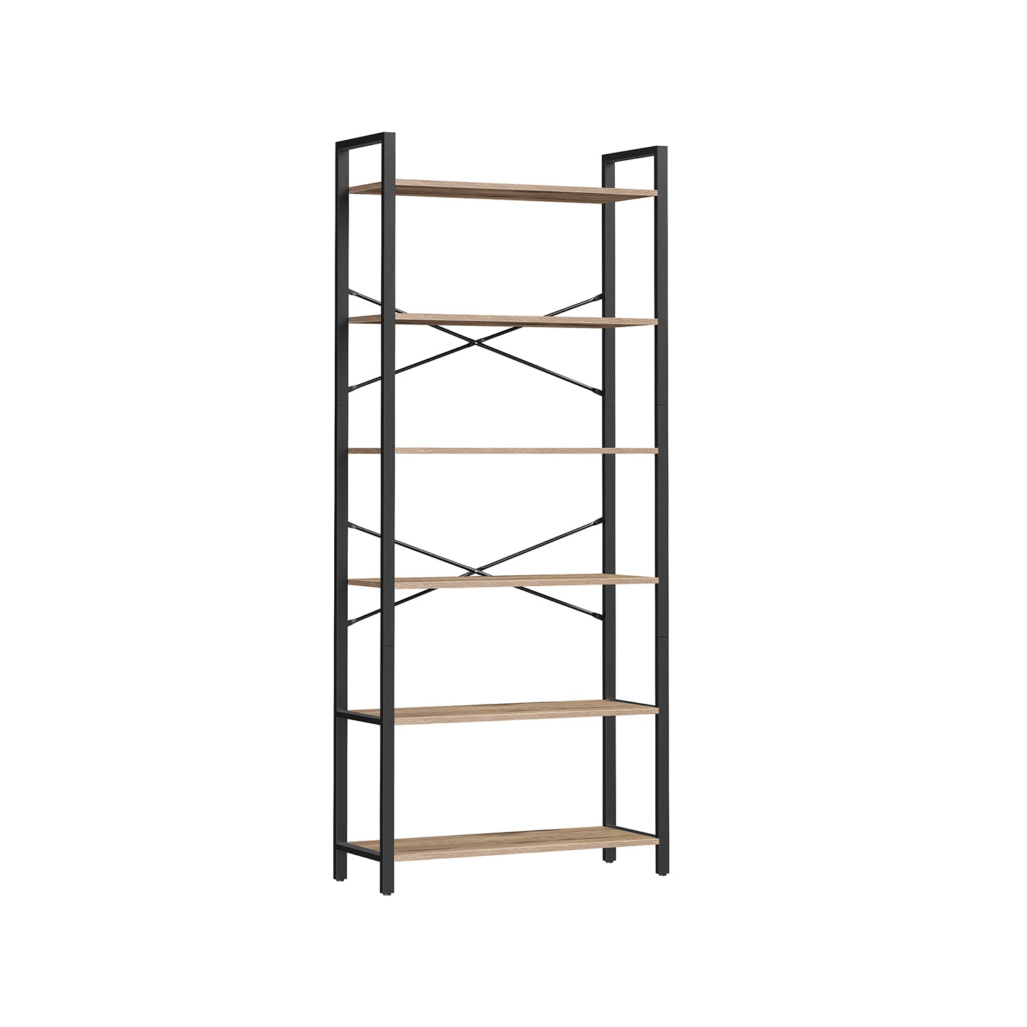 Bokhylla-6 nivå-industriell design-kamelbruin bläck svart