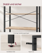 Bokhylla-6 nivå-industriell design-kamelbruin bläck svart