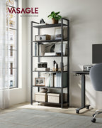 Bokhylla-6 nivå-industriell design-eboni svart-bläck svart