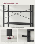 Bokhylla-6 nivå-industriell design-eboni svart-bläck svart