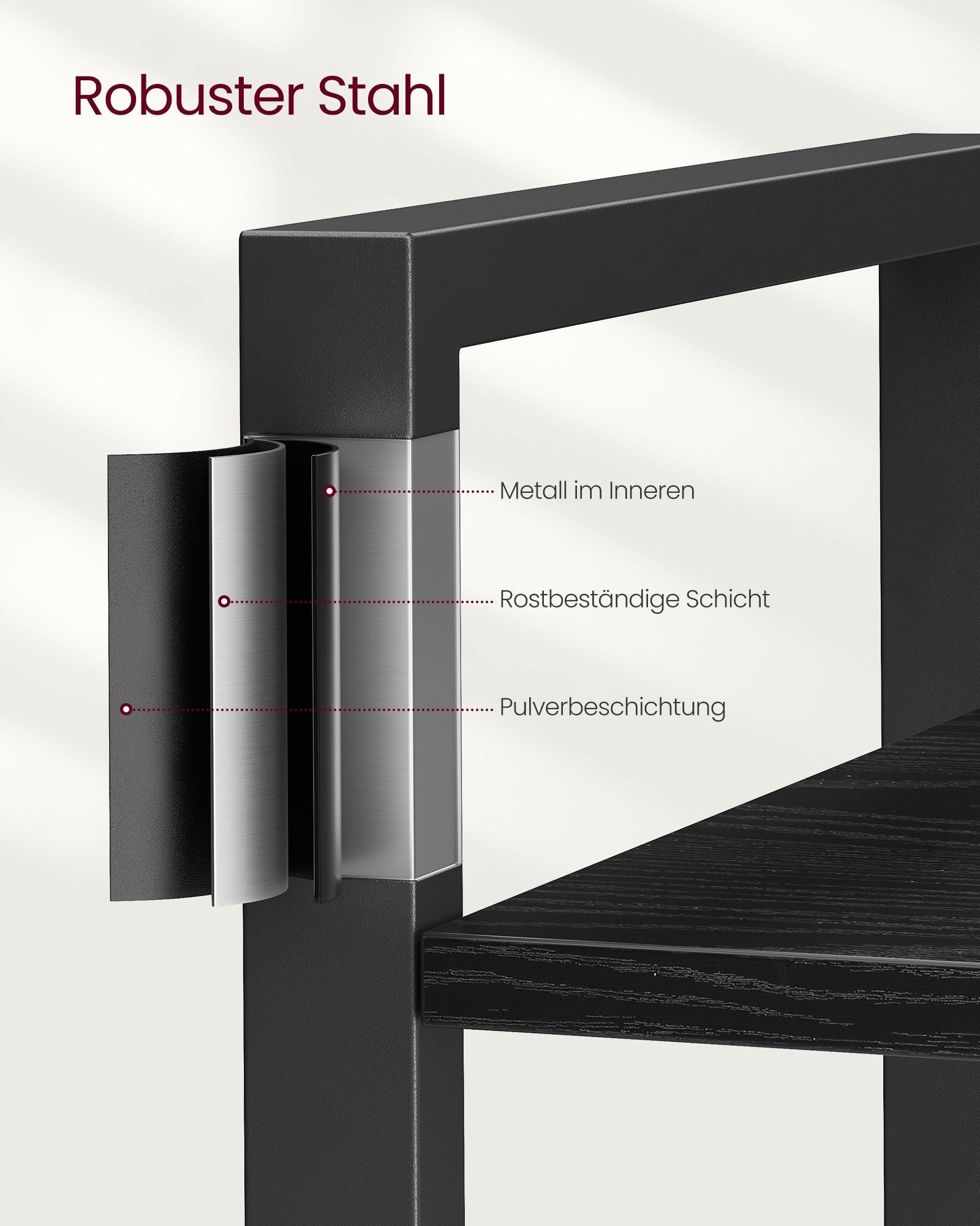 Bokhylla-6 nivå-industriell design-eboni svart-bläck svart