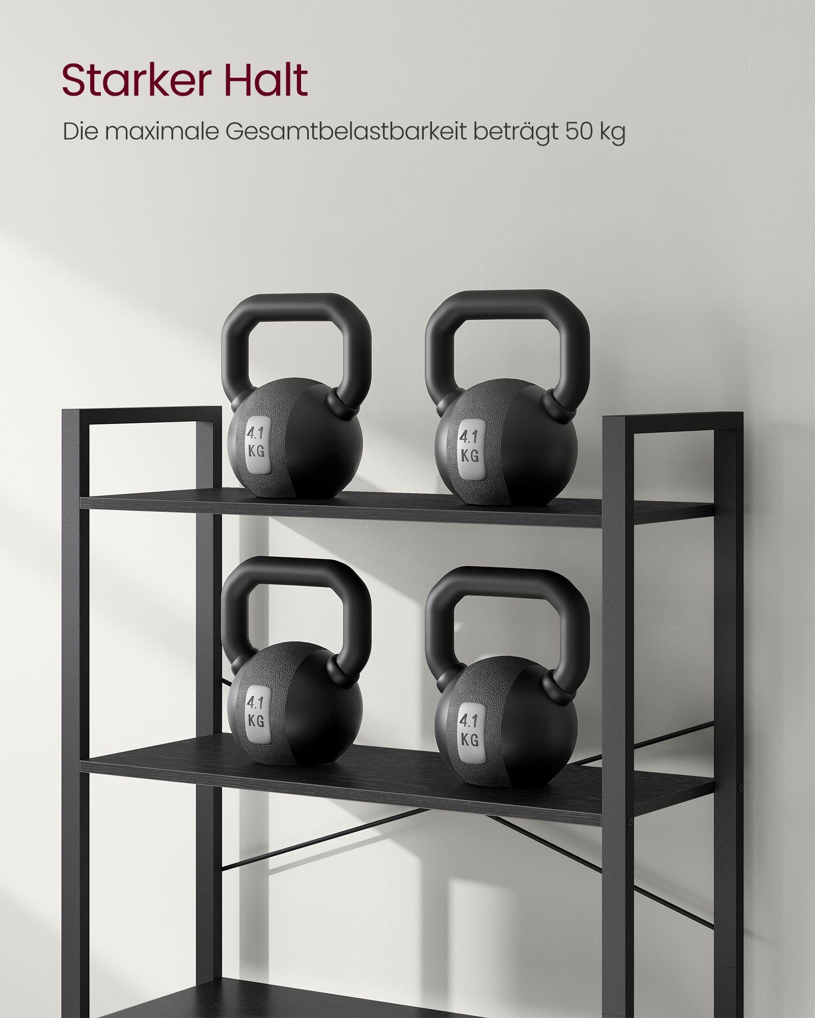 Bokhylla-6 nivå-industriell design-eboni svart-bläck svart