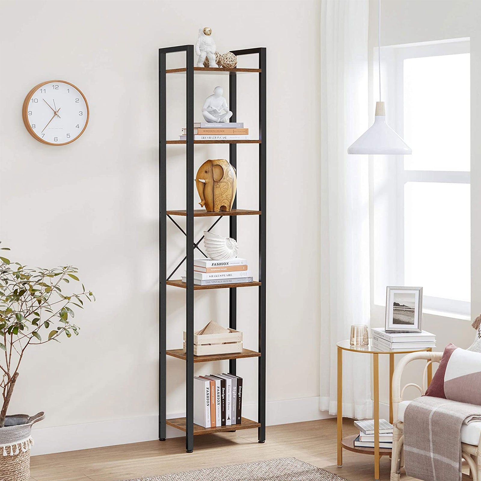 Bokhylla - förvaringsskåp - vardagsrumskåp - dekoret - vintage brun/svart