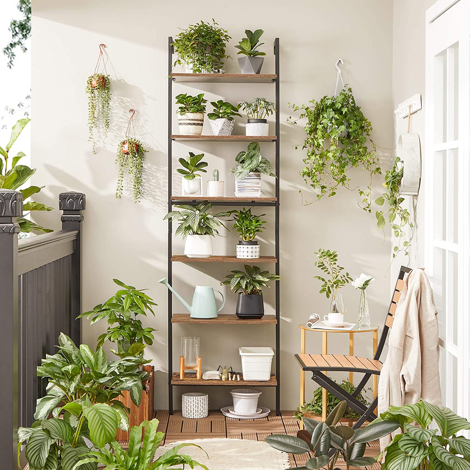 Bokhylla - Ladderboard - 6 Brädor - 60 x 30 x 204,8 cm - Industriell design