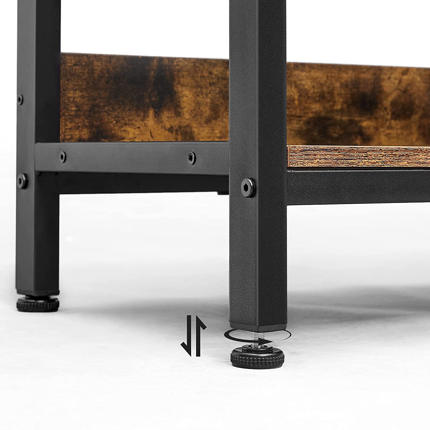 Bokhylla - Stående skåp med 6 fack - Industriell design - Brun/svart