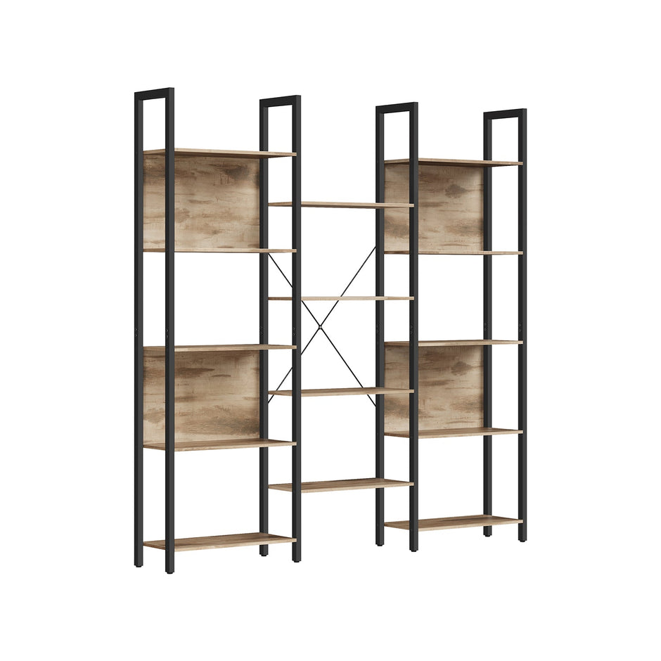 Bokhylla – Robust stålram – Vintage Brun/Svart