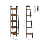 Bokhylla - Ladderboard - med 5 hyllor - metallram - brun / svart