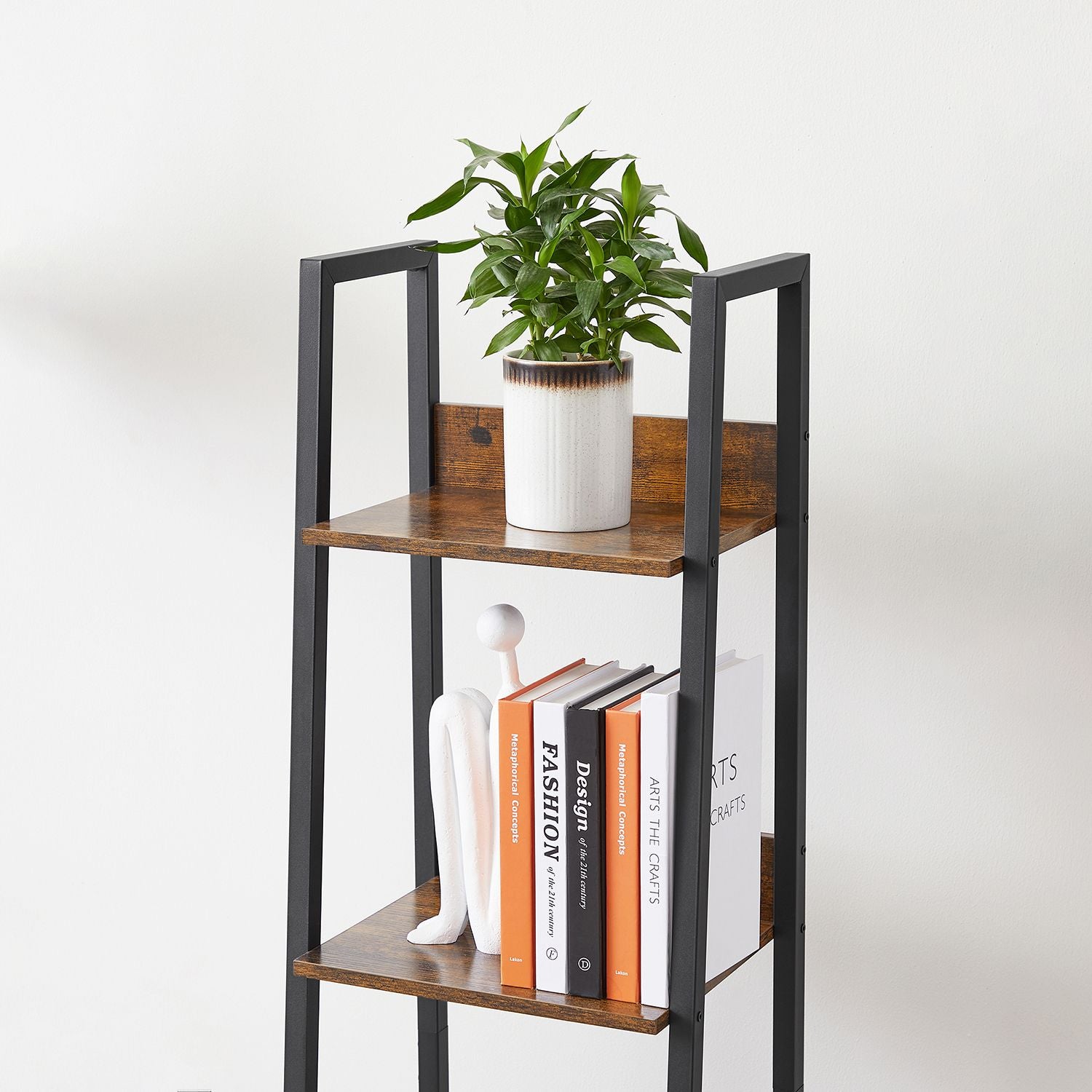 Ladderrek - 5 Planken - Smal - Industrieel Design - Vintage Bruin-Zwart