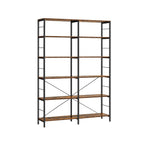 Bokhylla - 6 nivåer - 30 x 120 x 172,5 cm - vintage brun / svart