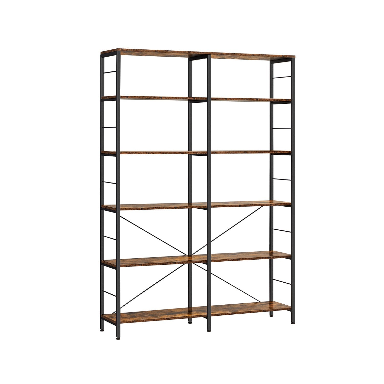 Bokhylla - 6 nivåer - 30 x 120 x 172,5 cm - vintage brun / svart