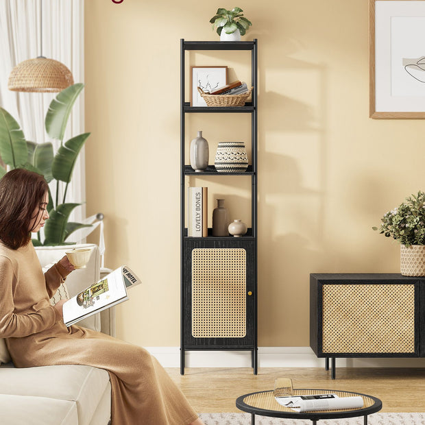 Bokhylla – 6 nivåer med metallram – Svart