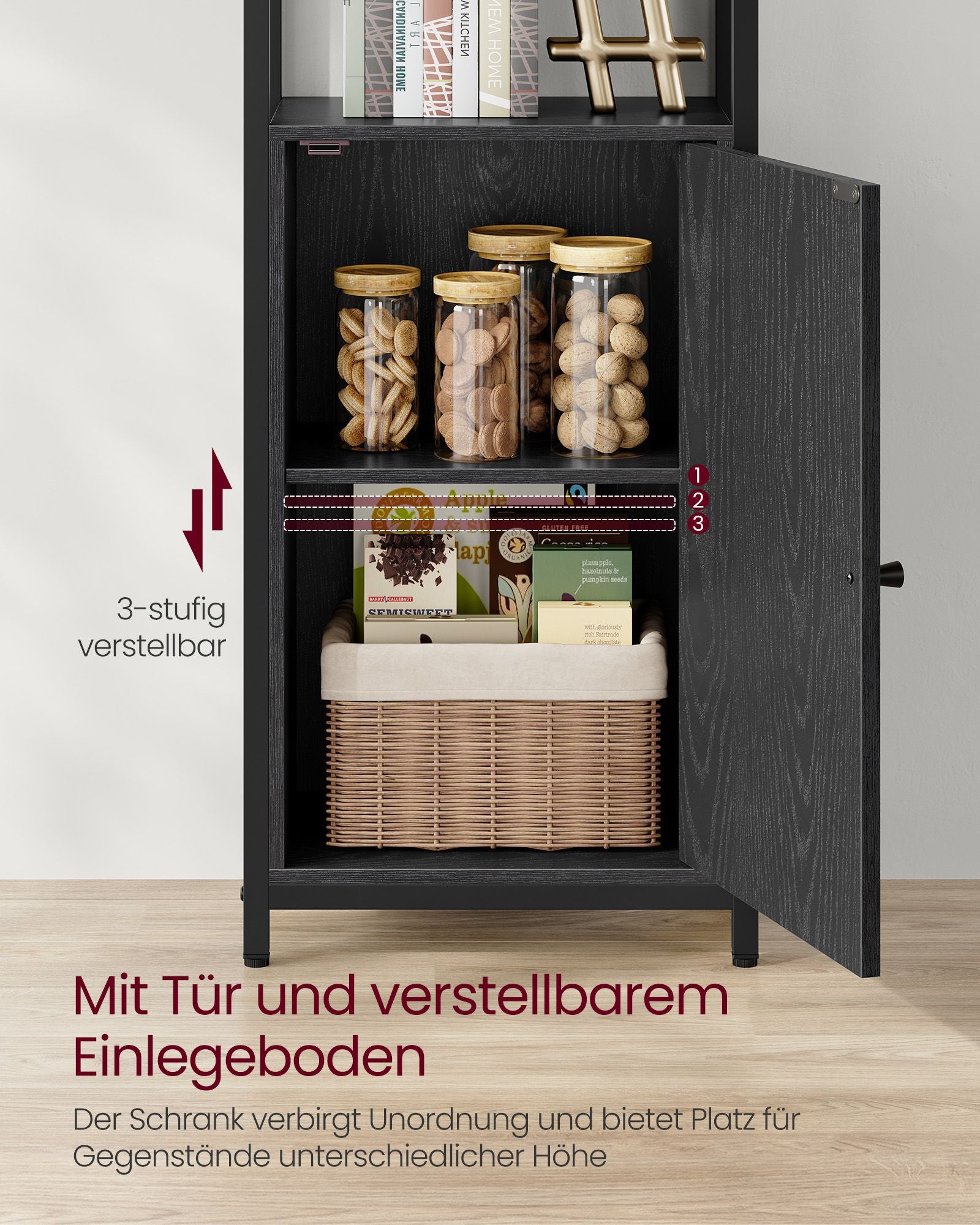 Bokhylla 24 x 40 x 159,5 cm ebenholts svart-bläck svart