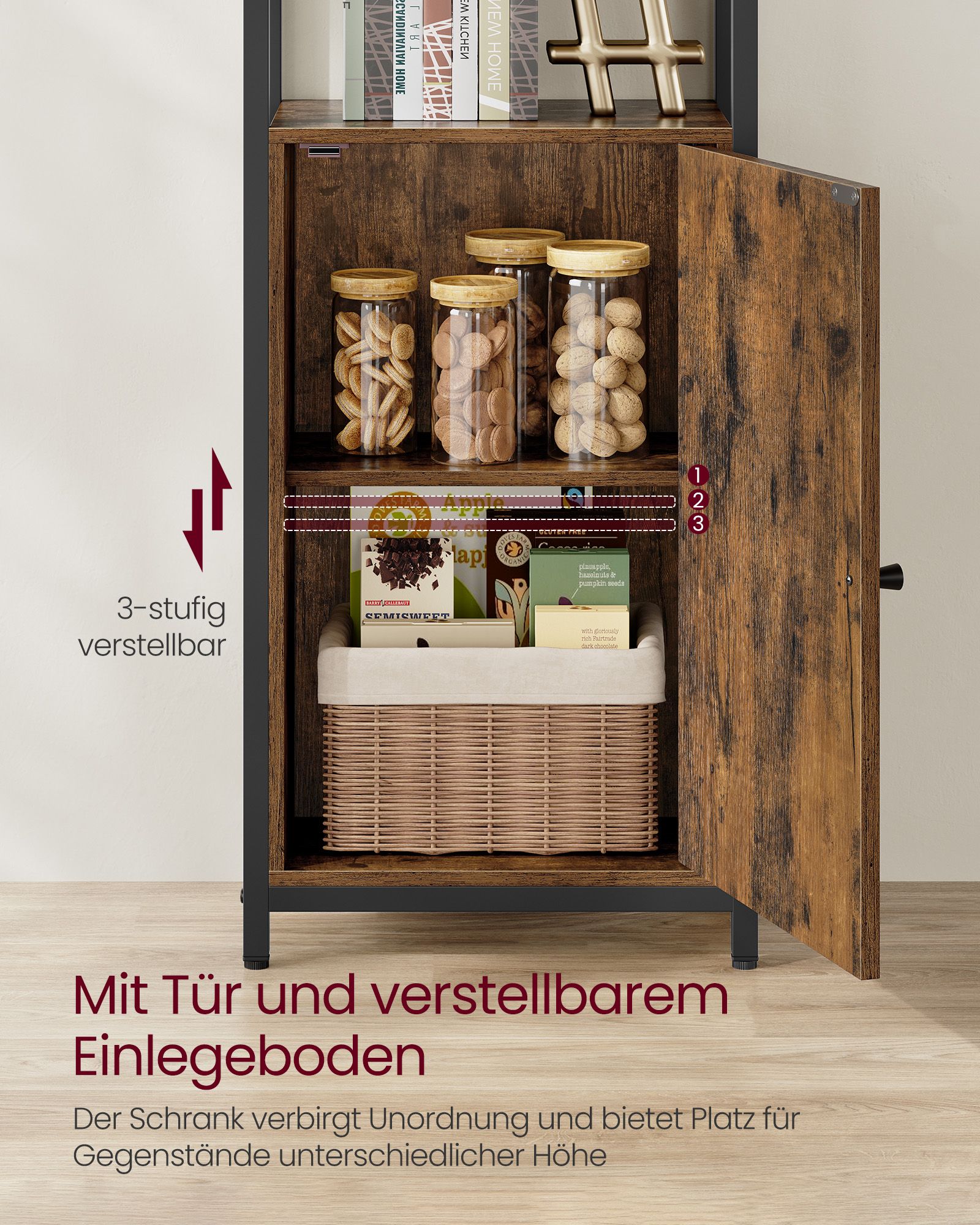 Bokhylla 24 x 40 x 159,5 cm vintage brun-bläck svart