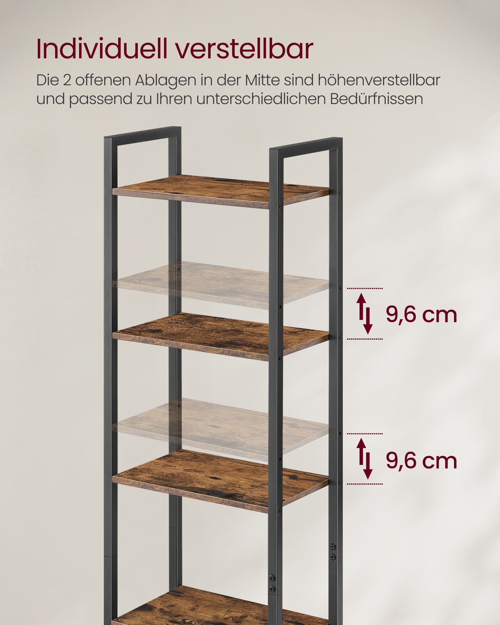 Bokhylla 24 x 40 x 159,5 cm vintage brun-bläck svart