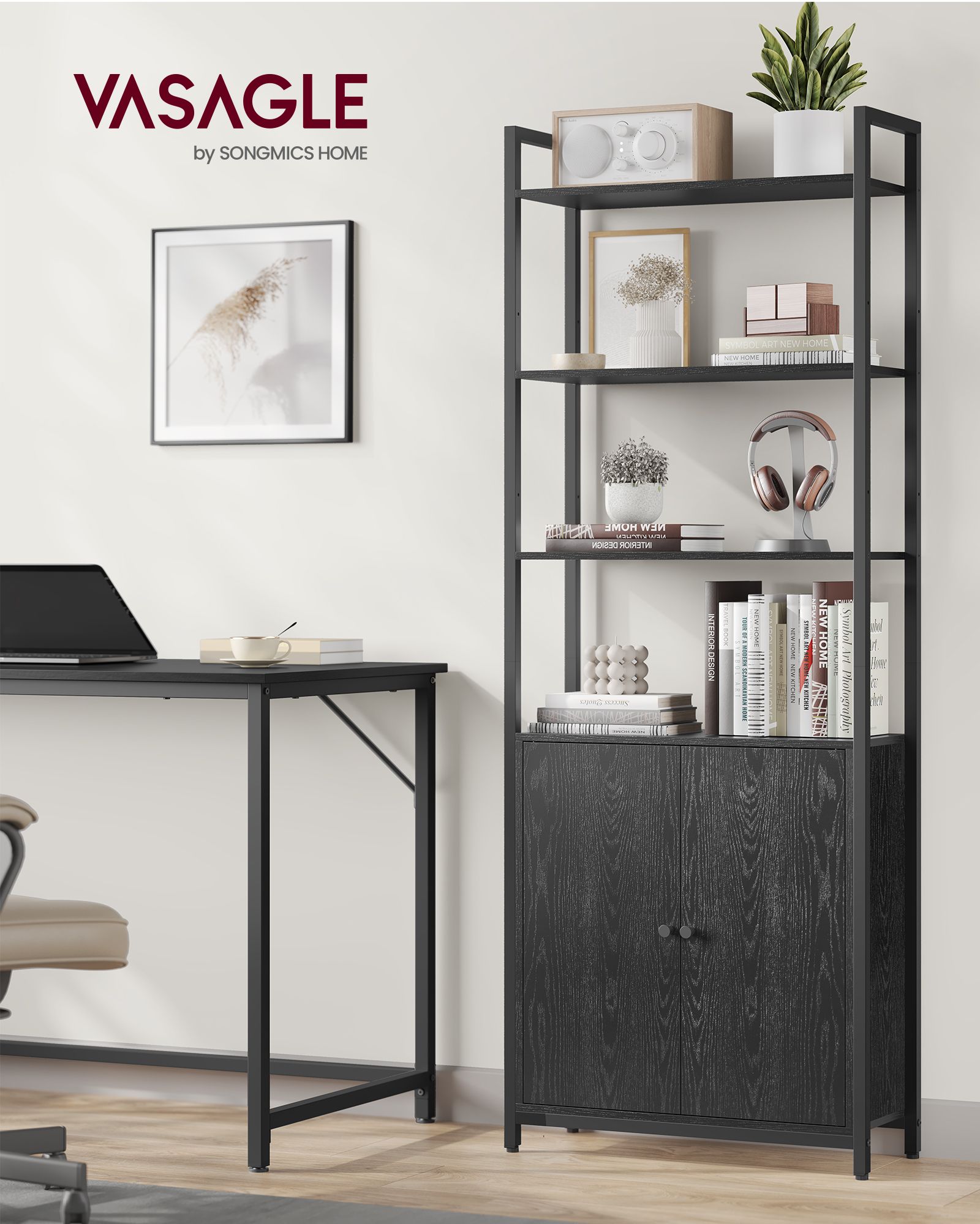 Bokhylla 24 x 60 x 159,5 cm ebenholts svart-bläck svart