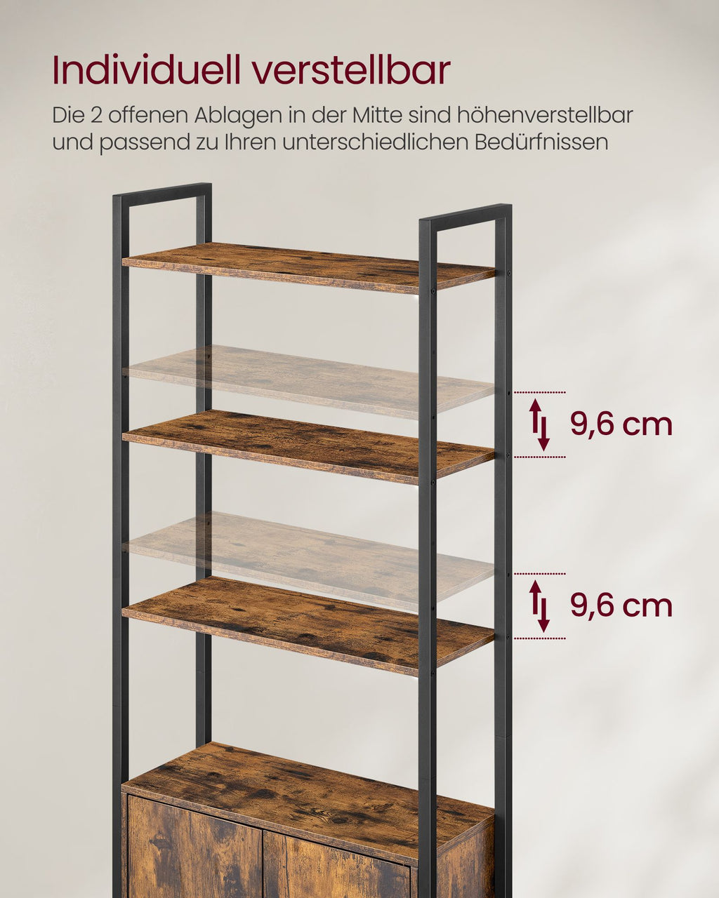 Bokhylla 24 x 60 x 159,5 cm vintage brun-bläck svart