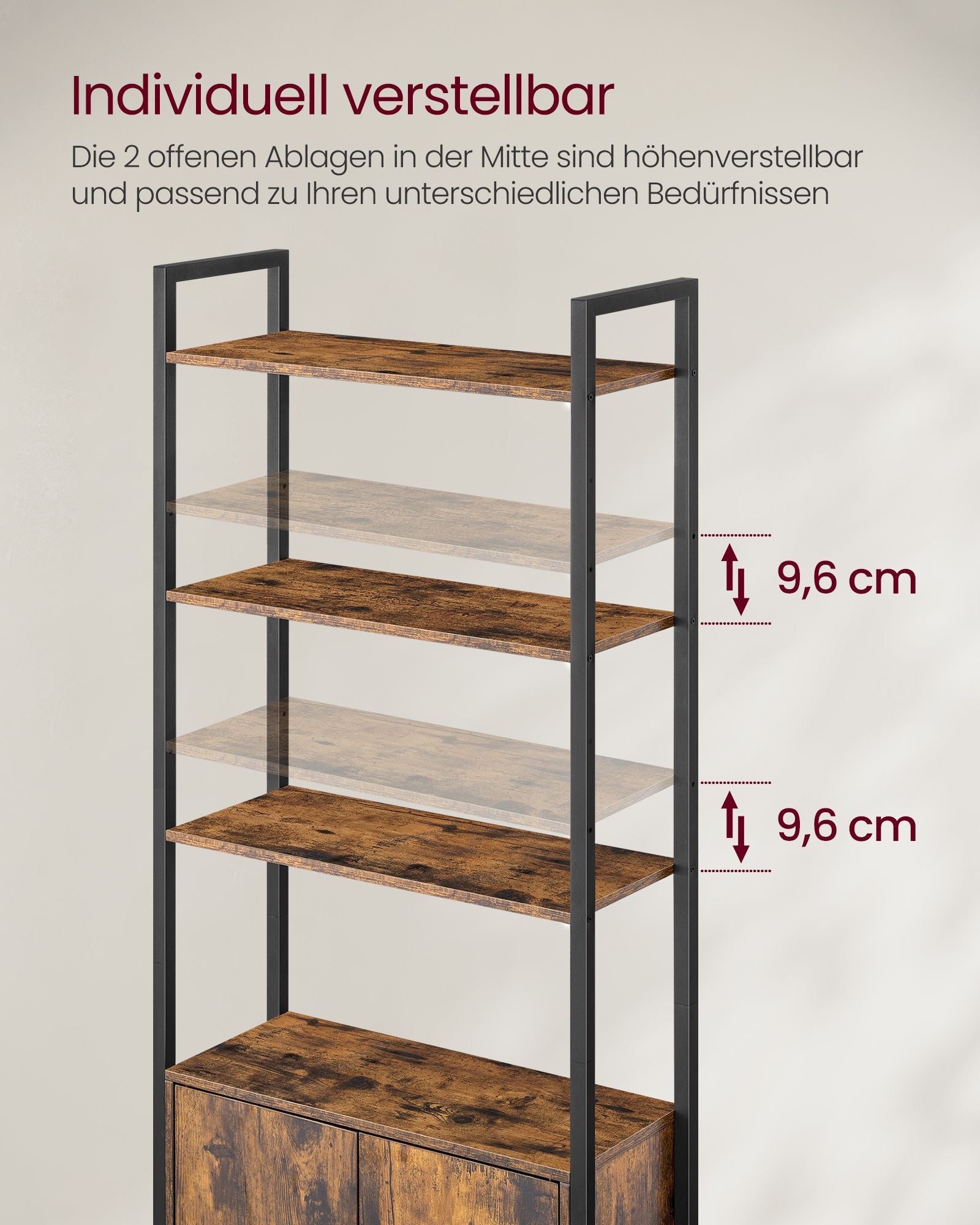 Bokhylla 24 x 60 x 159,5 cm vintage brun-bläck svart