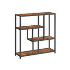 Bokhylla med 4 hyllor vintage brun-bläck svart