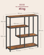 Bokhylla med 4 hyllor vintage brun-bläck svart