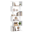 Boekenkast - S-vormige Roomdivider met 7 Ebenen - Wit en matzwart - 60 x 24 x 190,5 cm