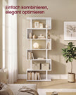 Boekenkast - S-vormige Roomdivider met 7 Ebenen - Wit en matzwart - 60 x 24 x 190,5 cm