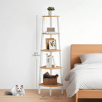 Bokhylla med 5 lager - industriell design, naturlig ek och matt vit
