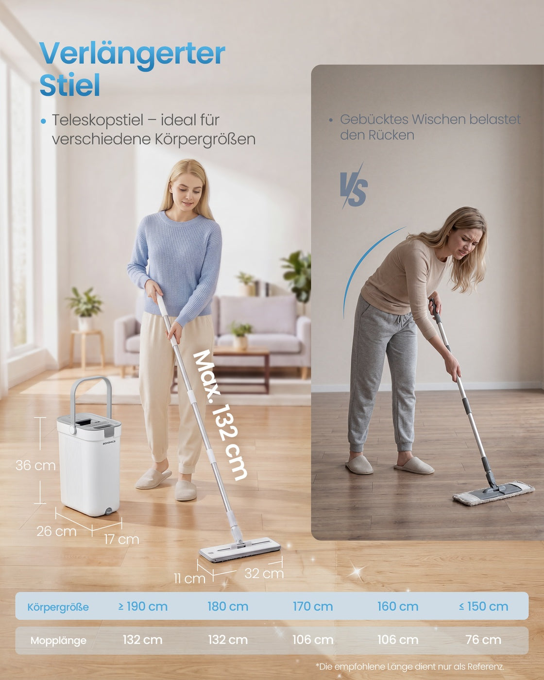Dweilset met Emmer - 4 Microvezelhoezen - Gescheiden Waterkamers - Wit-Grijs