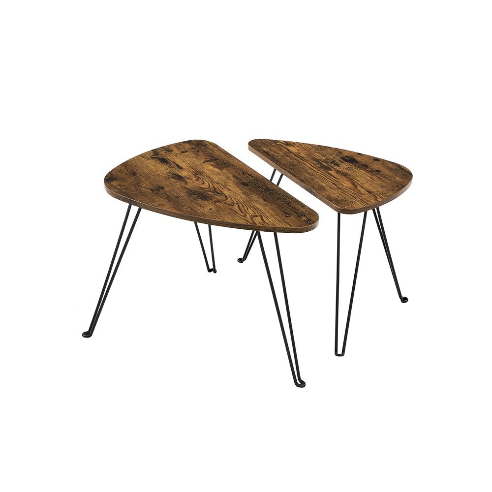 Sidobord - uppsättning av 2 - soffbord - industriell design - brun/svart