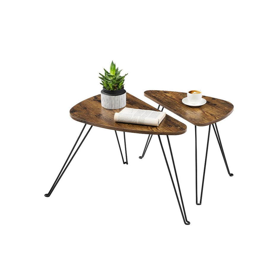 Sidobord – Set om 2 – Industriell design – Brun/Svart
