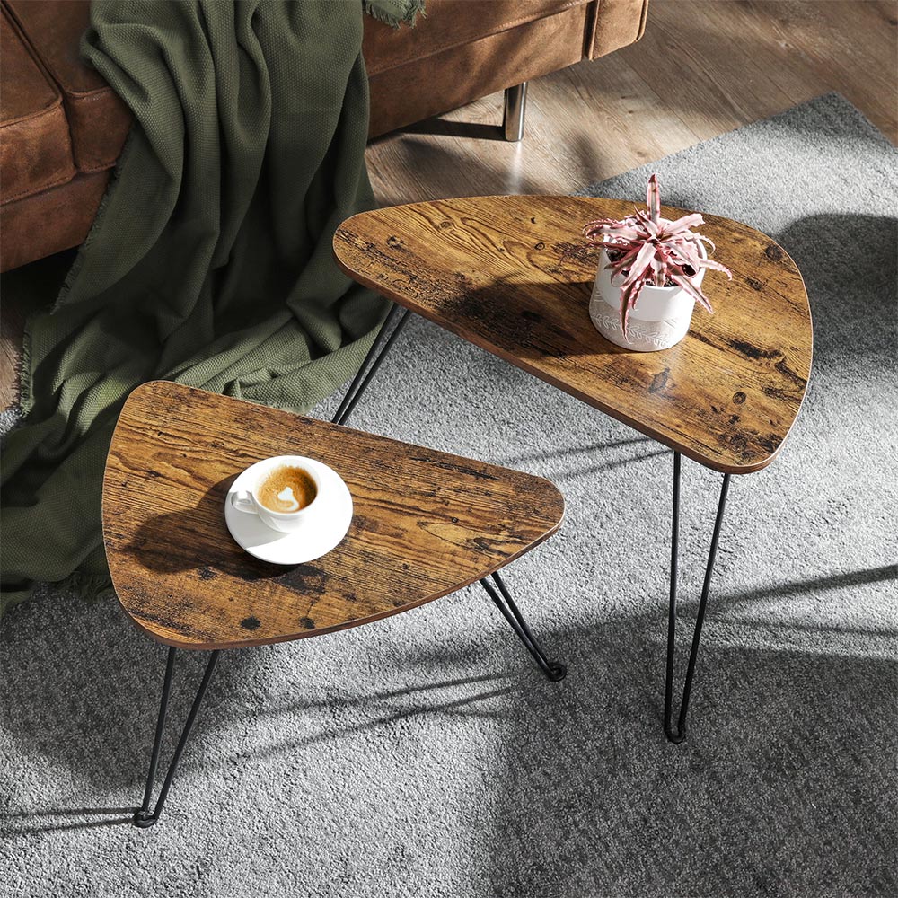 Sidobord – Set om 2 – Industriell design – Brun/Svart