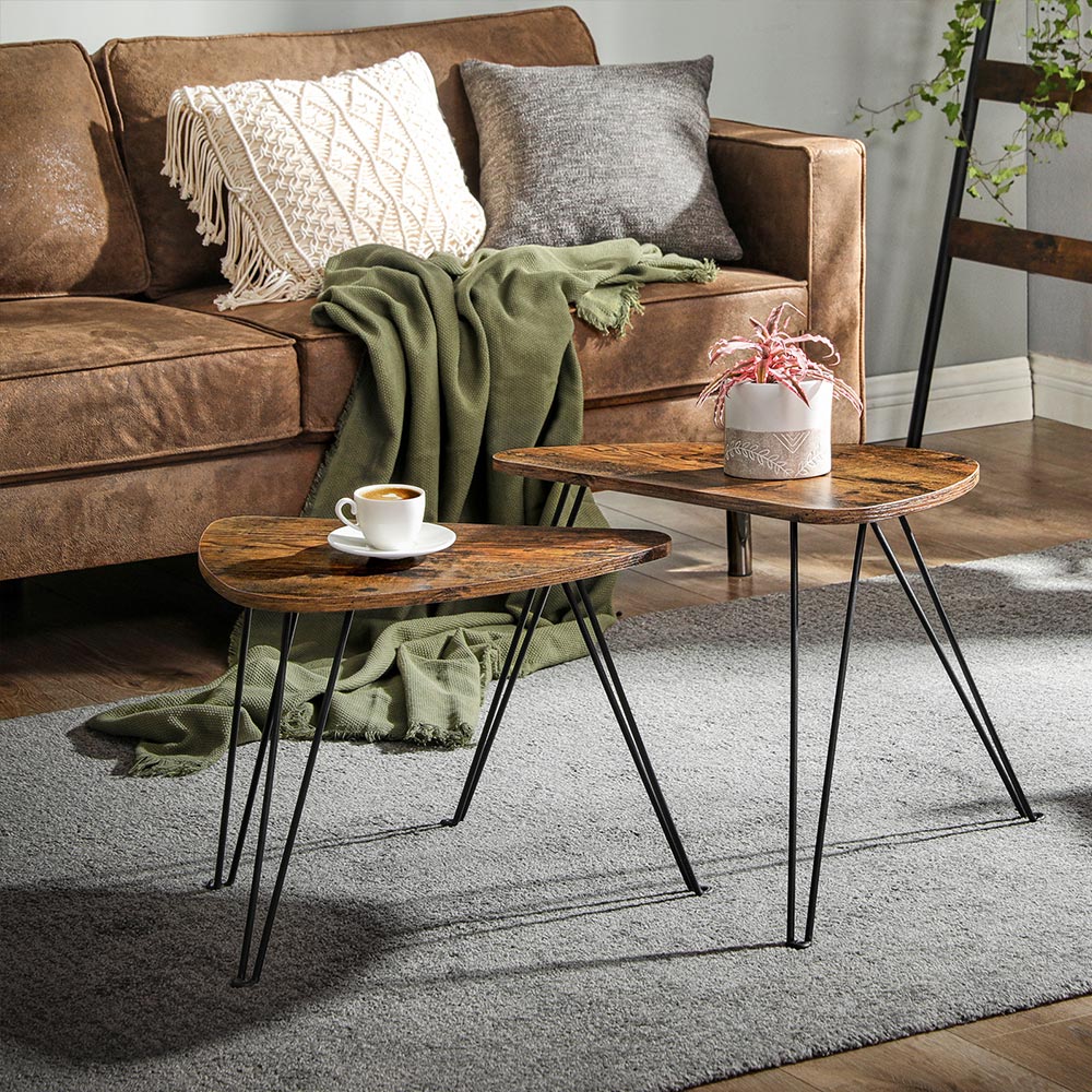 Sidobord – Set om 2 – Industriell design – Brun/Svart
