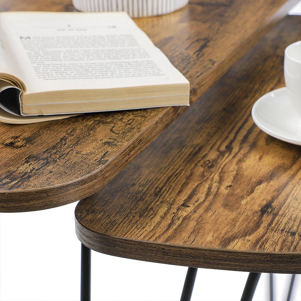 Sidobord – Set om 2 – Industriell design – Brun/Svart