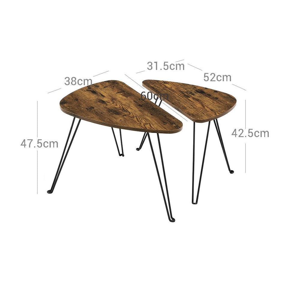 Sidobord – Set om 2 – Industriell design – Brun/Svart