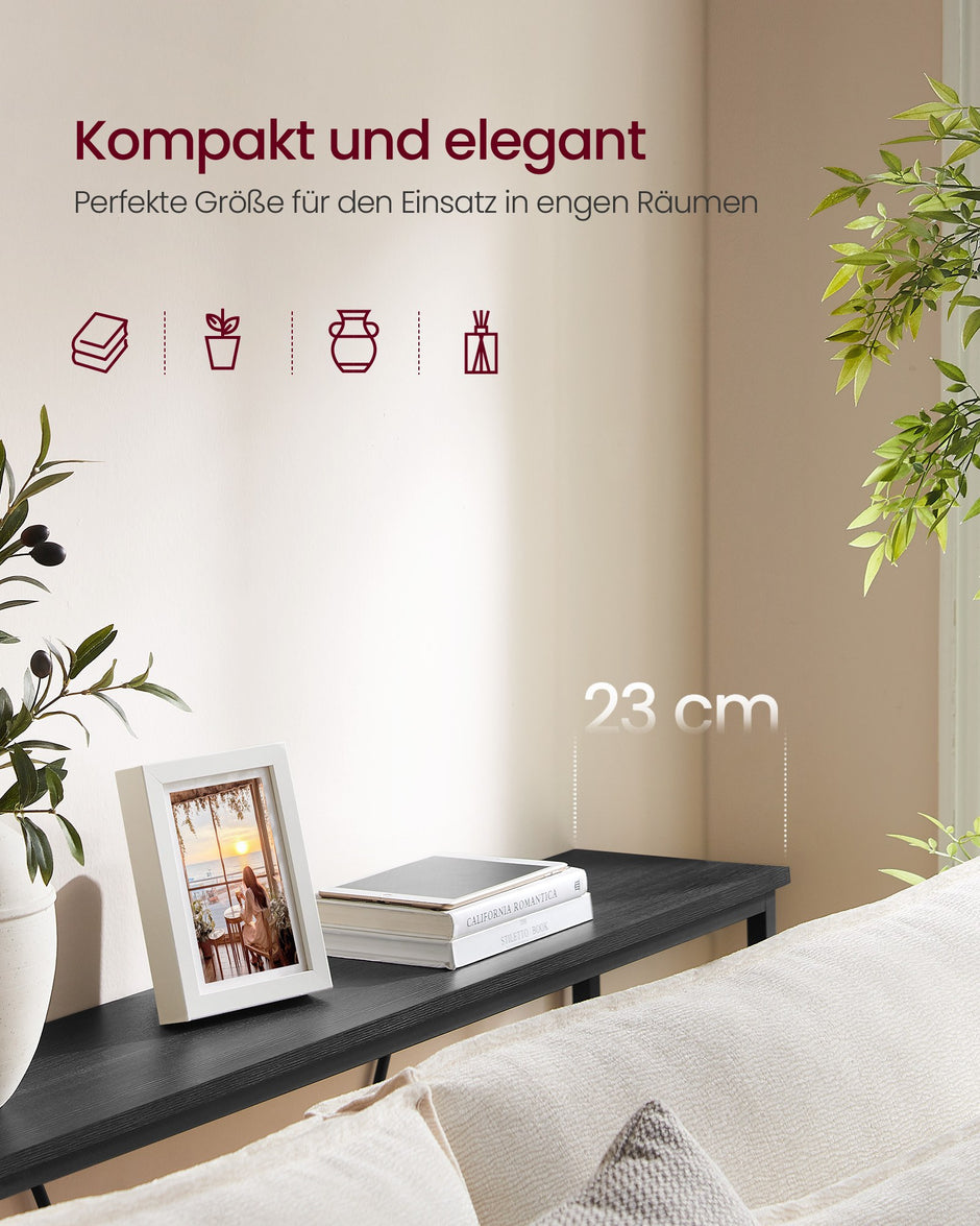 Consoletafel - 120 cm Breed - Smal - Industrieel Design - Zwart