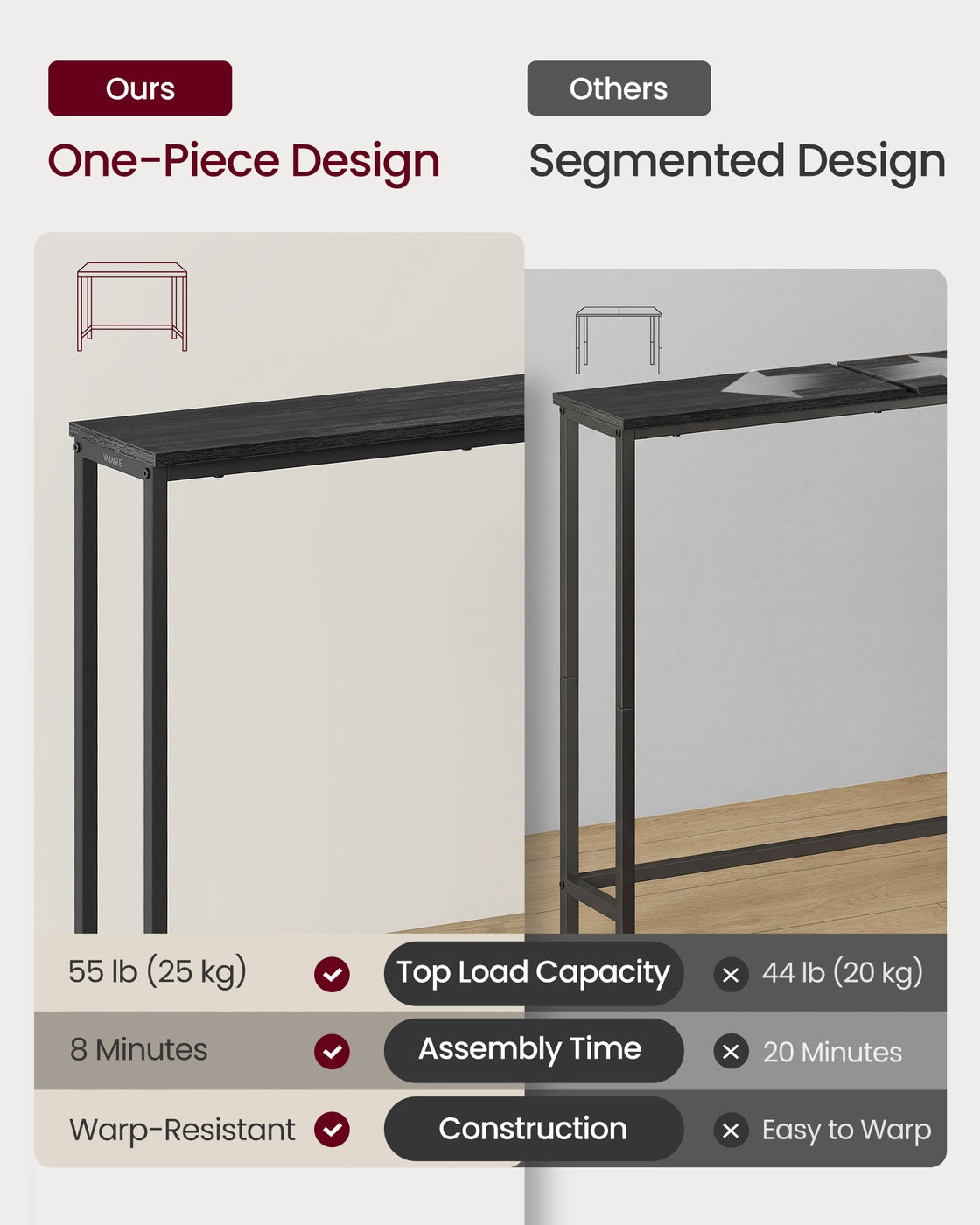 Console Table - Narrow with Storage
