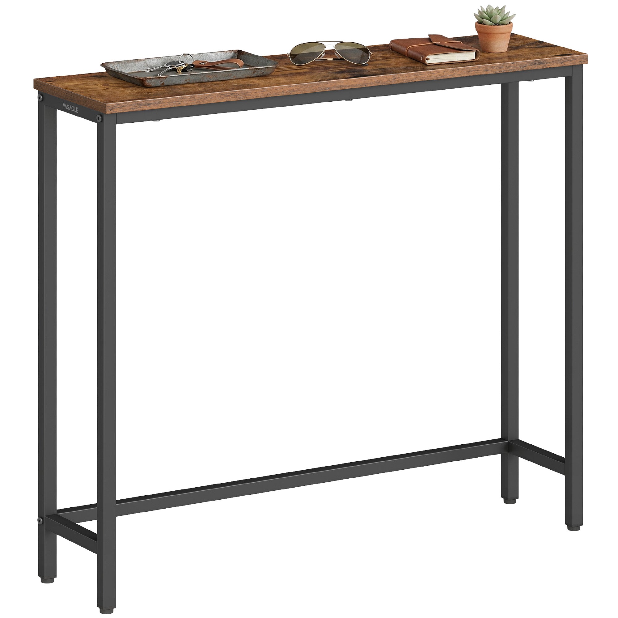 Consoletafel - 20 x 80 x 81,2 cm - blad uit één stuk - vintage bruin - maximale belasting 25 kg