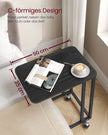 Sidobord – C-form – på hjul – svart