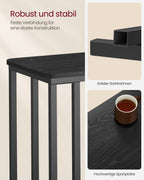 Sidobord-c-form på hjul-eBony svart