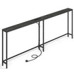 Sidetable met Laadstation – 2 Bladen – Smal – 200 x 15 x 80 cm – Zwart Houtlook