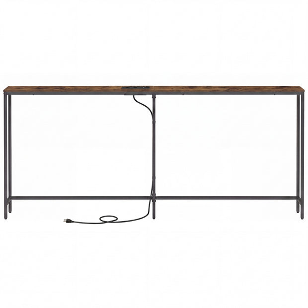 Consoletafel - 200 cm Breed - Met Oplaadstation - 2 Bladen - Bruin-Zwart