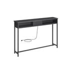 Konsolet bord-med uttag-rymdbesparande-vintage brun-bläck svart