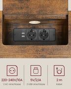 Konsolet bord-med uttag-rymdbesparande-vintage brun-bläck svart