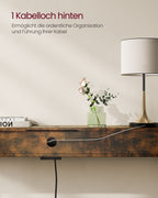 Konsolet bord-med uttag-rymdbesparande-vintage brun-bläck svart