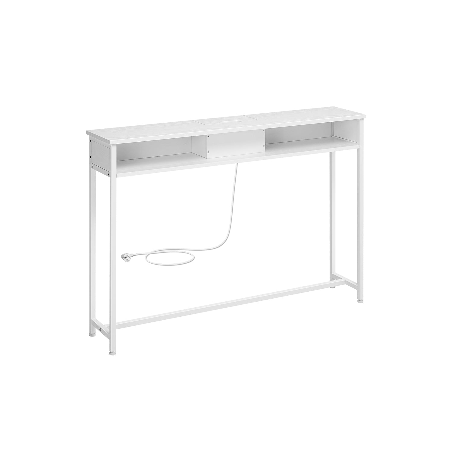 Konsolet bord-med uttag-rymdbesparande-vintage brun-bläck svart