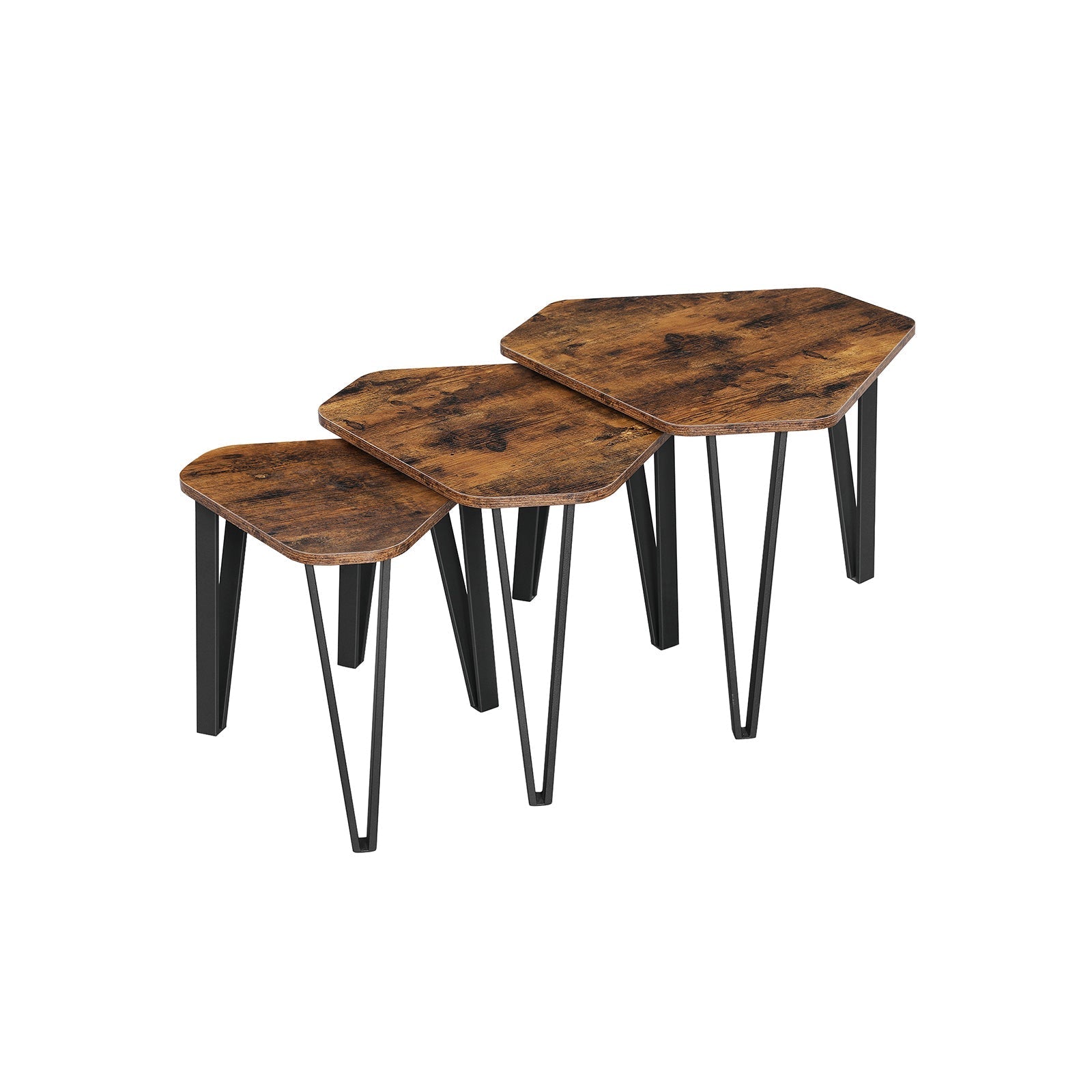 Bedside Tables - Set of 3 - Industrial Design - Sidobord - Brown