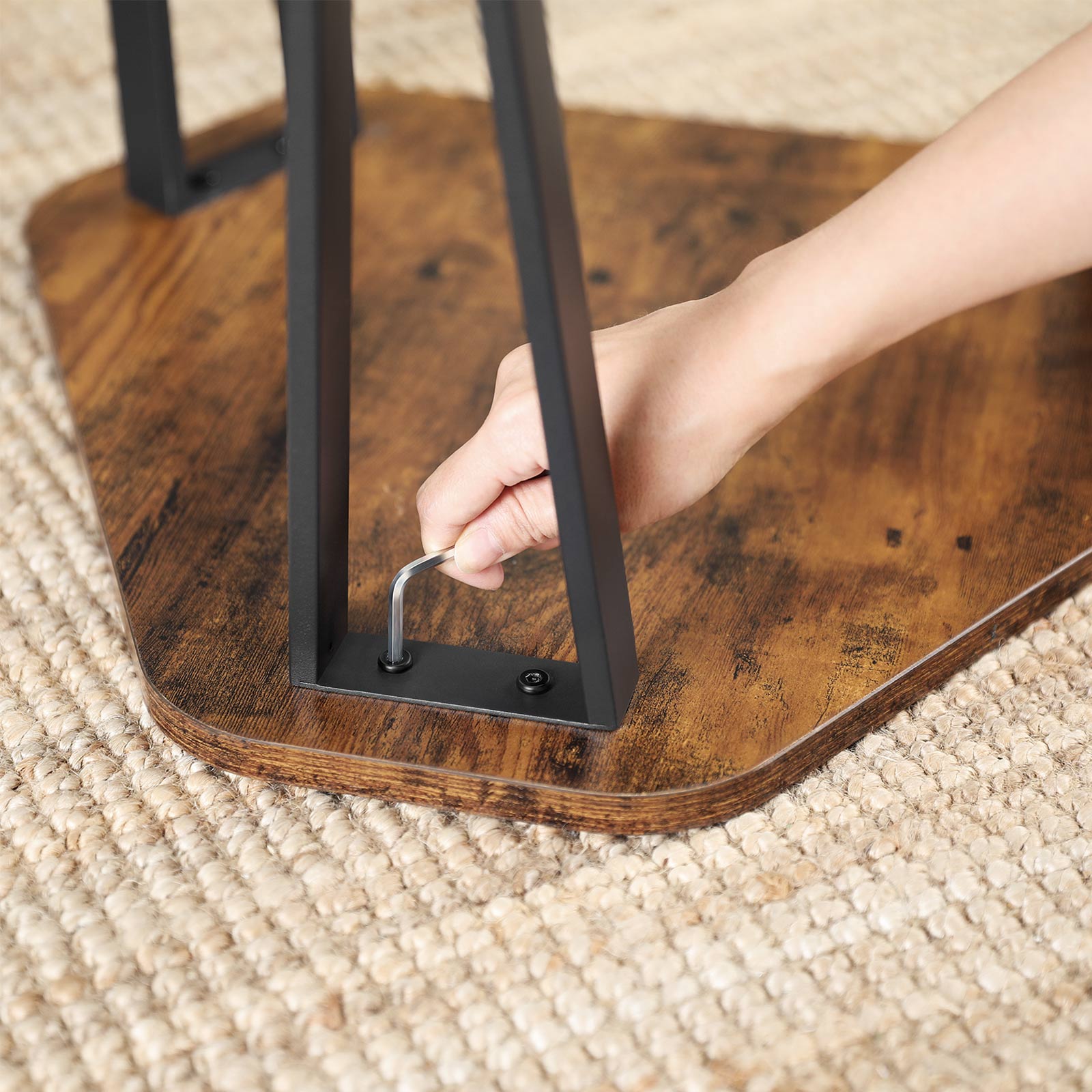 Sidobord – Set om 3 – Industriell design – Vintage brun-svart