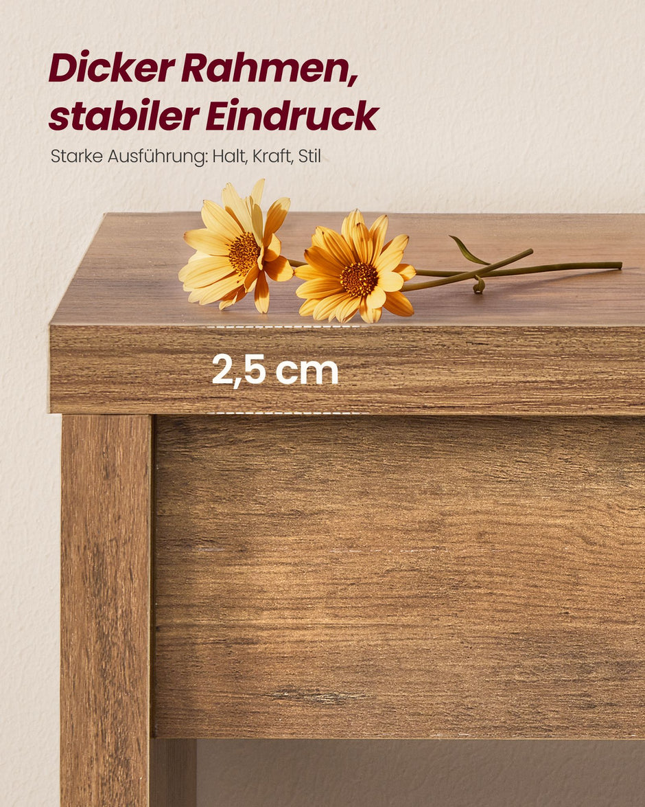 Smalle Sidetable – Met Stopcontacten – 200 x 15 cm – Achter de Bank – Honingbruin