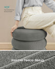 Ronde Poef met Opbergruimte – Teddyfleece – Afneembaar Deksel – Tot 150 kg – Leigrijs