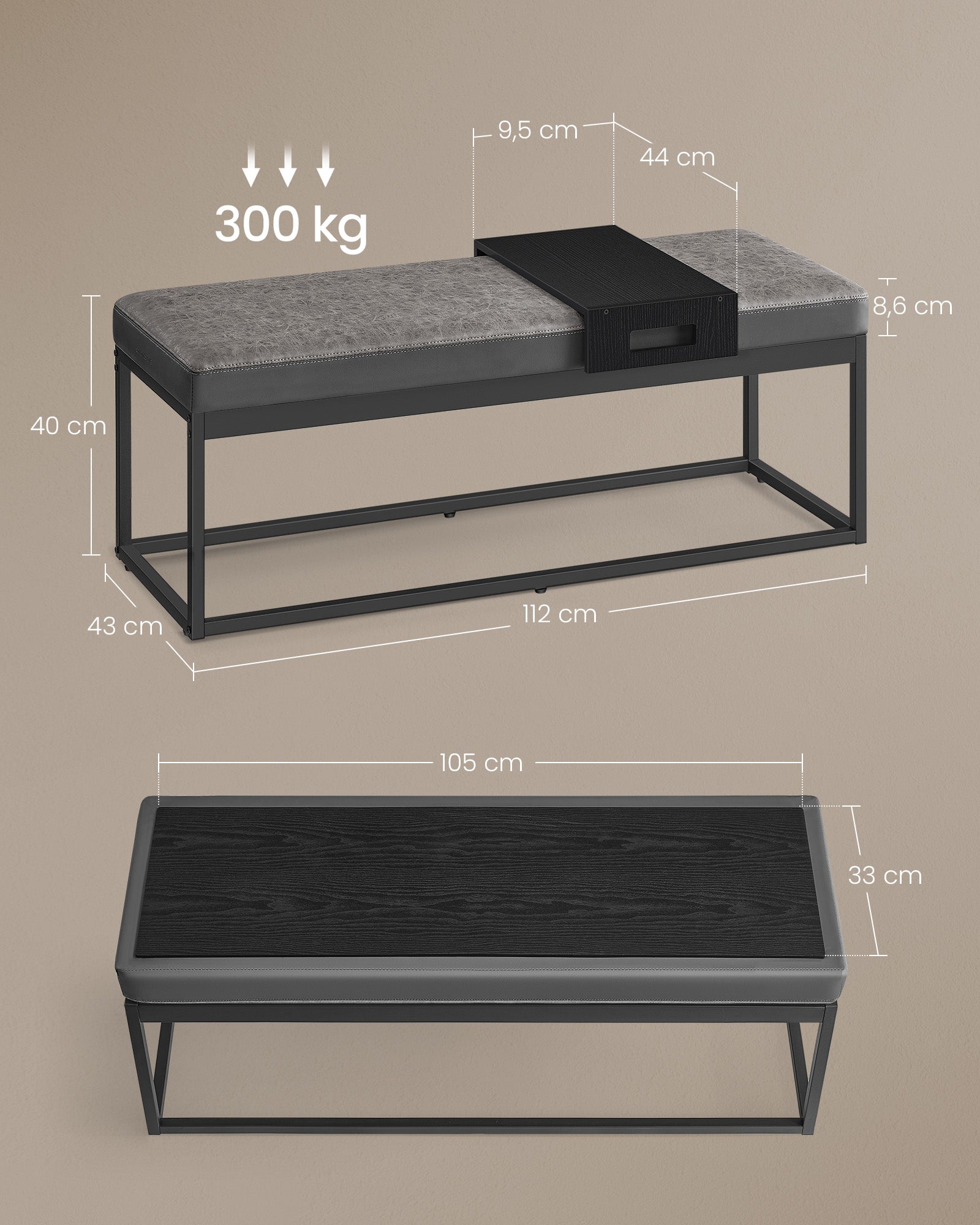 Hembänk med förvaringsutrymme - Konstgjord läder - Tidlös design